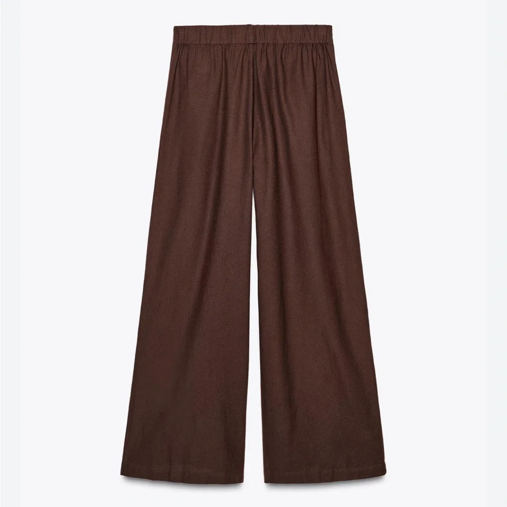 Zara NWT embroidered linen blend trousers 0881/406